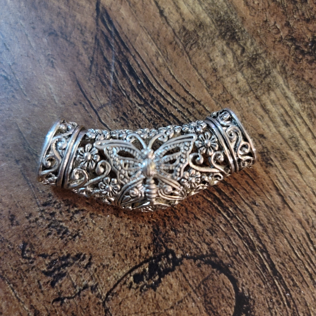 Vintage Best Jewelry Silver Butterfly Filagree Slide Pendant